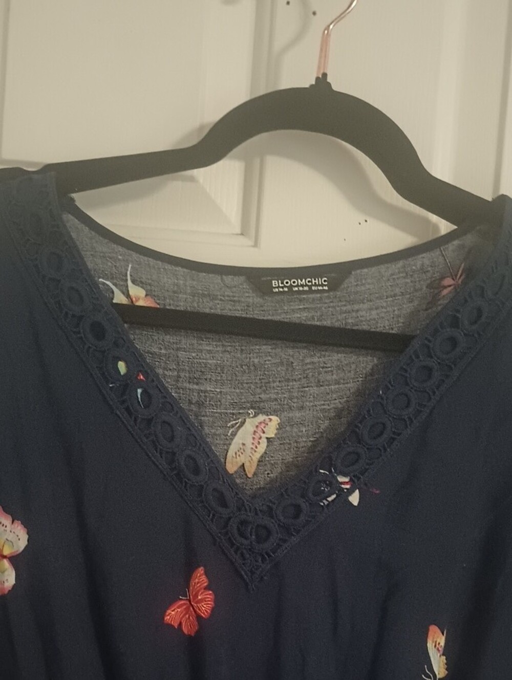 BloomChic Black Maxi Dress with Butterfly and Floral Border - Picture 5 of 10